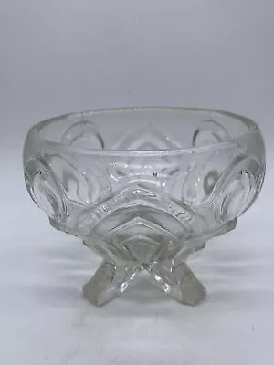 Buy Attractive Clear Pressed Glass Round 3 Footed Large Dessert Small Trifle Bowl • 17.99£