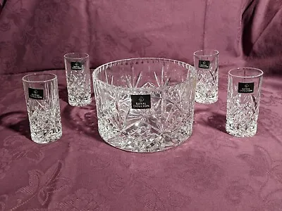 Buy BNIB Royal Doulton Lead Crystal Shot/Vodka Set Of Bowl And Four Shot Glasses • 40£