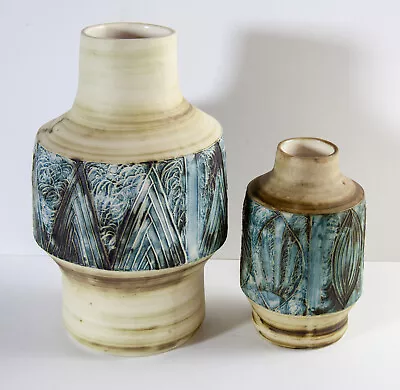Buy 2x Vintage 1970s Carn Studio Pottery Vases, Penzanze Cornwall By John Beusmans • 45£