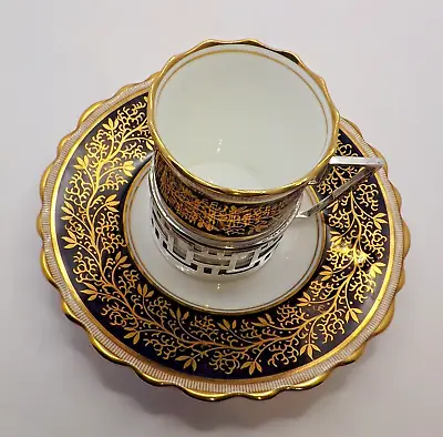 Buy Aynsley  Coffee Cup & Saucer With Silver Holder. • 32.99£