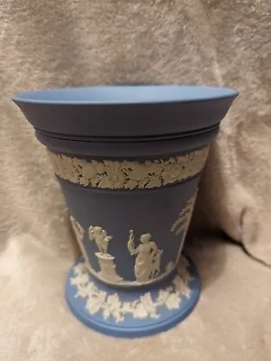 Buy Wedgwood Blue Jasperware Trumpet Vase With Insert Light Pale Blue • 30£