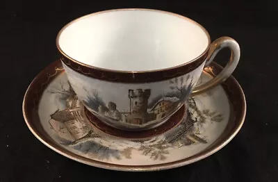 Buy Antique Tettau Hand Painted Porcelain Cup And Saucer Bavarian Lion T Mark As-is • 24.42£