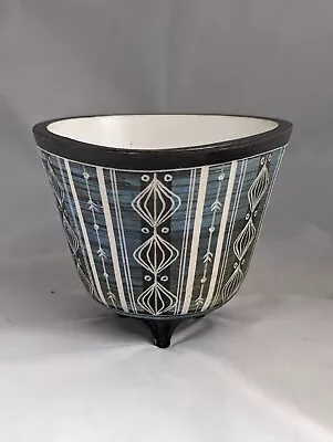 Buy Ambleside Studio Pottery Three Legged Planter 10 Cm Sgraffito Blue • 50£