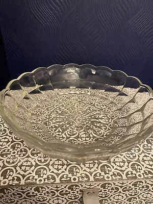 Buy Vintage Art Deco Bowl | Jacobean Regd Pressed Vaseline Glass Trifle Dish. • 6.50£