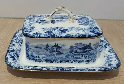 Buy MINTON Large Butter Dish -Gilt Edges / Blue & White Chinese Pattern- C1912-1940 • 115£
