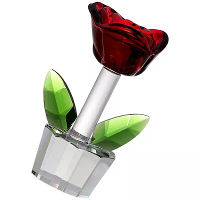 Buy Glass Rose Figurine Wedding Decor Crystal Flower Ornament • 10.45£