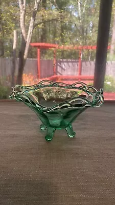 Buy Imperial Lace Edge Footed Candy Dish Emerald Green Depression Glass Look • 23.72£