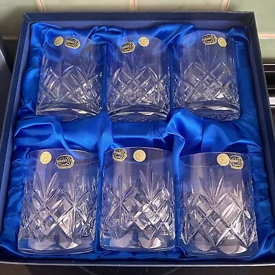 Buy Set Of Six Bohemia Crystal Whisky Tumbler Glasses - Boxed & Unused • 30£