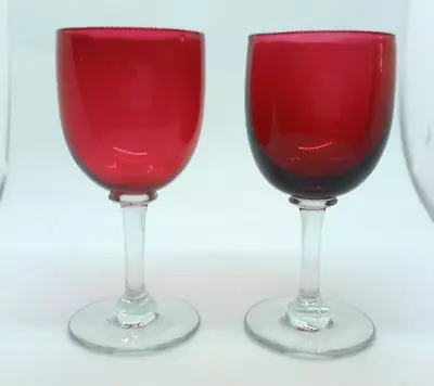 Buy 2 Vintage Cranberry Wine Glasses • 4.99£