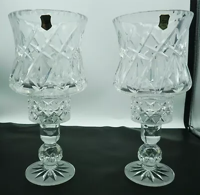 Buy Crystal Hurricane Candlestick Holders Hand Cut Set Of 2 Made In Poland • 32.05£