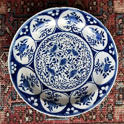 Buy Antique 18th Century Blue White Dutch Delft Dish Tin Glazed Persian Delftware • 45£