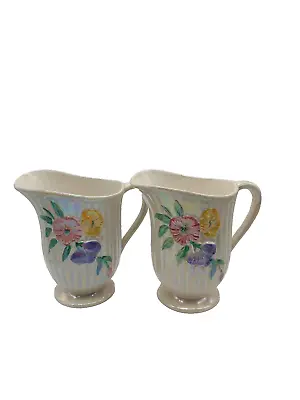 Buy Pair Of Vintage Arthur Wood Lustre Ware Jugs Floral Design To Both Sides Mid Cen • 25£