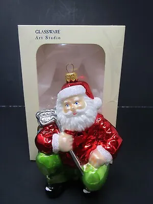 Buy Glassware Art Studio 5  SANTA GOLFER Christmas Ornament In Original Box Poland • 9.49£