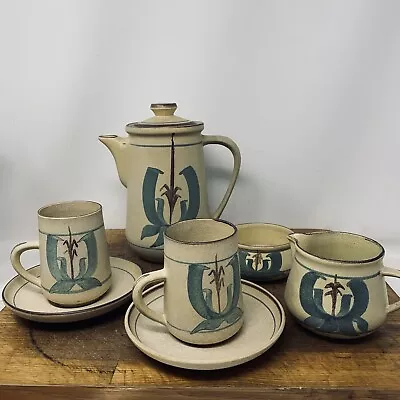 Buy Beautiful Vintage Honiton Devon Pottery Jug Coffee Set Pot Mugs Saucers 1970’s • 34.99£