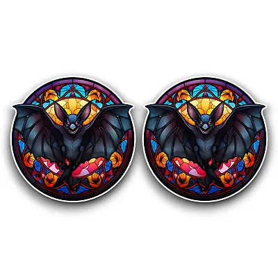 Buy 2x Small Bat Animal Stained Glass Window Effect Vibrant Vinyl Sticker Decal 60mm • 2.59£