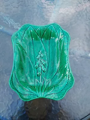 Buy Antique 19th Century Wedgwood Green Glazed Majolica Foxglove Serving Platter • 75£
