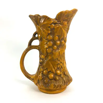 Buy Vintage McCoy Pottery Grapes Vase Pitcher ART DECO Grapevine RUSTIC ORANGE 641 • 30.71£