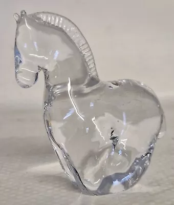 Buy Vintage Mid-Century Modernist Swedish Style Clear Art Glass Horse Figurine • 10£