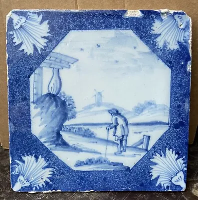 Buy Rare English Delft Tile London 1725 Delftware Tin Glazed 18thcentury • 130£