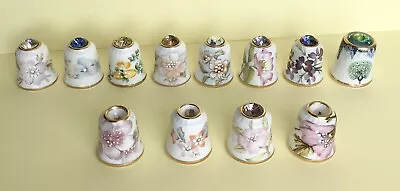 Buy Selection Of Sutherland Bone China Thimbles. Flowers & Peacock With Crystal/Gems • 5£