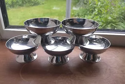 Buy 5 Vintage Ice Cream Bowls 18-8 Stainless Steel Sundae Cup Dessert Serving Dishes • 9.50£