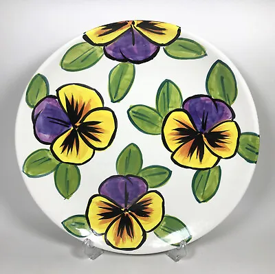 Buy Vintage Honiton Pottery Pansies Claire Lovelidge Hand Painted Large Plate Devon • 75£