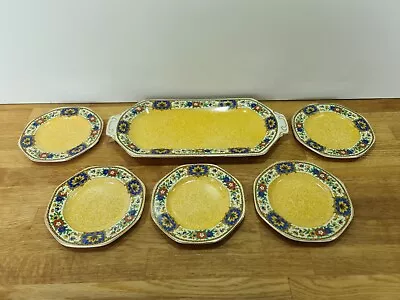 Buy Vintage Soho Pottery Solian Ware Serving Tray & 6 Side Plates  • 19.99£