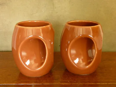 Buy Pair Of Mid Brown Vintage Studio Holkham Owl Mugs T106 Pottery • 13.45£