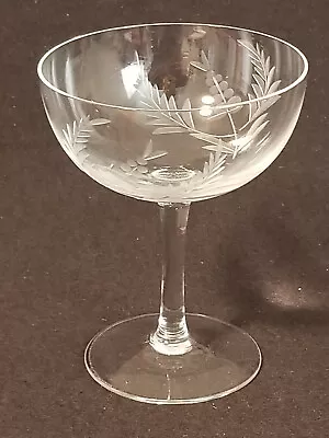 Buy Vintage - 1950's Hand Cut Champagne Glass - Collectible Nouveau Grape Pattern • 18.88£