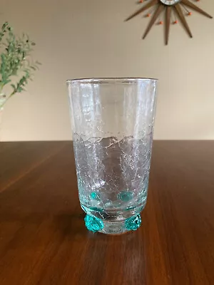 Buy Blenko Tall Crackle Cocktail Glass With Turquoise Rosettes -- 5.5 Inches Tall • 38.57£