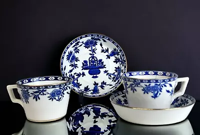 Buy A Pair Of Antique Minton Blue & White Delft Cups And Saucers • 19.99£