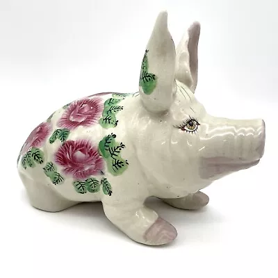 Buy Vintage WEMYSS WARE Style Pig W/ Cabbage Roses Hand Painted • 94.87£