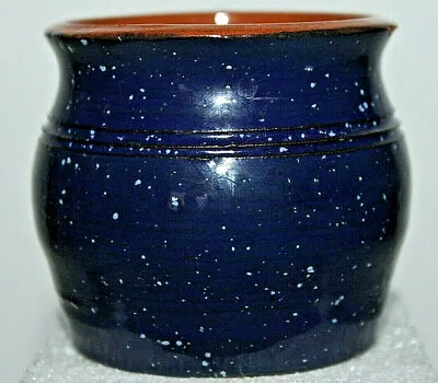 Buy Austill Pottery Small Glazed Clay Pot Handmade Blue W/Specks Signed Austill 85  • 31.10£