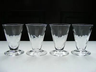 Buy Set Of 4 Unique Vintage Footed Crystal Shot Glasses Hand Hammered Effect Glass • 14.99£