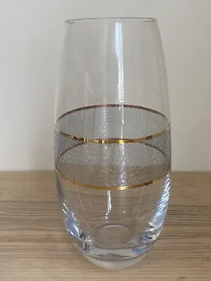 Buy Michael Wainwright Pottery Clear Glass Vase 10  Silver & Gold Crackle Glaze • 41.58£