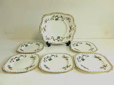 Buy Tuscan China Rectangle Sandwich Plate & 5 Square Side Plates 'Bird Of Paradise'  • 12.99£