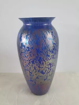 Buy Stunning Royal Brierley  Studio  Range Blue  Iridescent Large Glass Vase Vgc • 68£