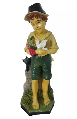 Buy Peter Mook Signed Sculpture Figure Bavarian Boy & Dove Statue Vintage Sculpture  • 34£