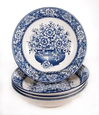 Buy Royal Stafford Blue 7 1/2  Salad / Soup Bowls With Pot Of Flowers Set Of 4 - NEW • 42.68£