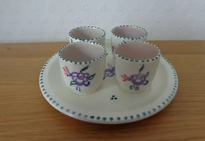 Buy Poole Pottery Four Egg Cups & Plate Stand In Traditional Single Floral Design   • 18.20£
