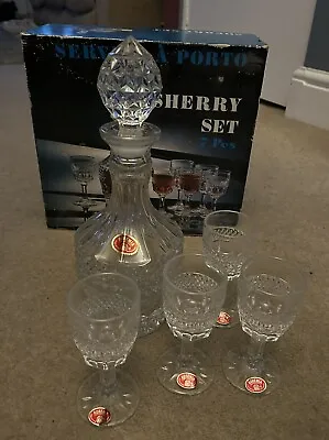 Buy Service A Porto Bohemia Lead Crystal Sherry Decanter & 4 Glasses • 59.50£