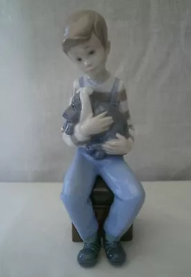 Buy LLADRO By NAO C1987 BOY SAT WITH POORLY PUPPY  Friends In Need  1050G SUPERB • 20£