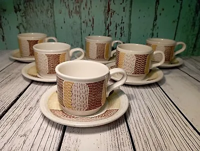 Buy Retro Bilton's Tea Cups & Saucers 1960s Vintage Yellow And Brown Abstract Design • 28.80£