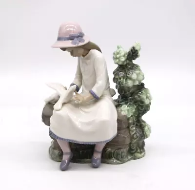 Buy NAO By Lladro Figurine Feasting Doves Girl Sat On Bench Porcelain 22cm • 5.19£