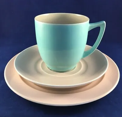 Buy Branksome Pottery Two Tone Blue & Pink Tea Trio (Tea Cup & Saucer, Side Plate) • 14.99£