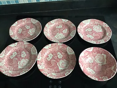 Buy 5 Burleigh. Pink. Victorian Chintz Side Plates And 1 Bowl • 20£