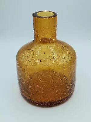 Buy Crackle Glass Amber Jar 6  Tall 4  Wide Vintage • 31.70£