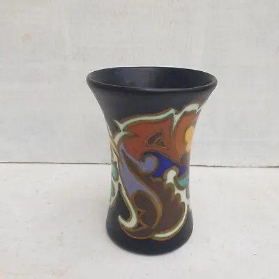 Buy Gouda Vintage Matte Glaze Multicoloured Floral Vase Signed Grotius • 50£