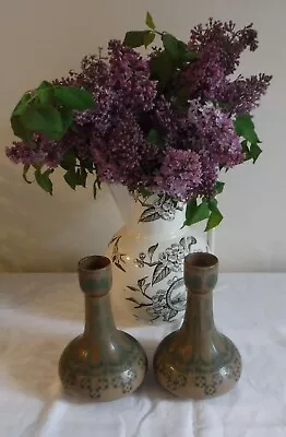 Buy Langley Ware Pair Of Vases Lovatt & Lovatt - Pale Brown Metallic Finish • 70£