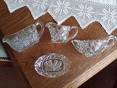 Buy Lovely Vintage Glass  Or  Crystal ? Lot Sauce Boats Jug Dish FREE P & P • 9.99£